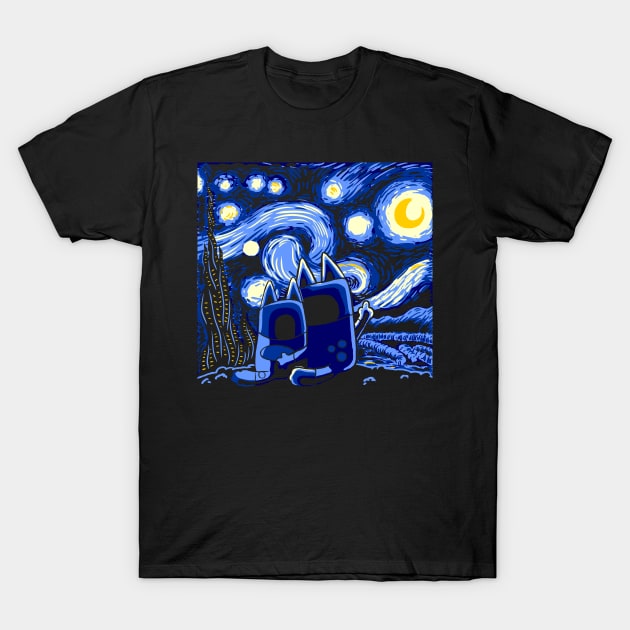 Bluey Bluey Night T-Shirt by mohymochi